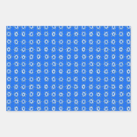 Charming Hanukkah Pattern Stars Sweaters Blue Inpakpapier Vel (Voorkant)