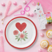 Charming Heart and Pink Roses Valentine's Day  Papieren Bordje (Feest)