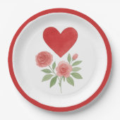 Charming Heart and Pink Roses Valentine's Day  Papieren Bordje (Voorkant)