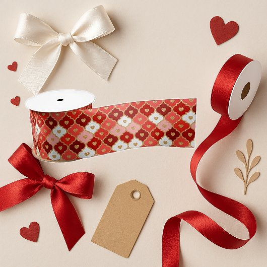 Charming Heart Grid  Valentine Crafts Satijnen Lint
