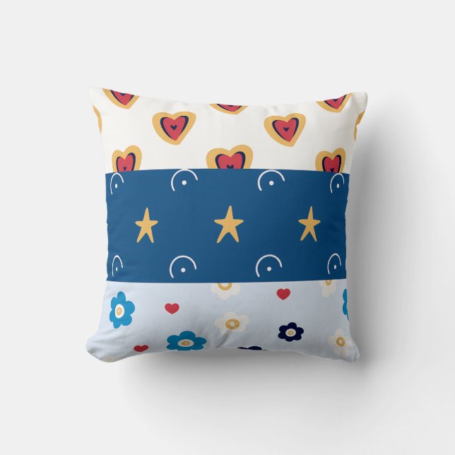 Charming Heart & Star Pattern Designs | Unique  Kussen (Voorkant)