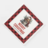 Charming highland cow holiday red black tartan servet (Hoek)
