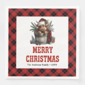 Charming highland cow holiday red black tartan servet (Voorkant)
