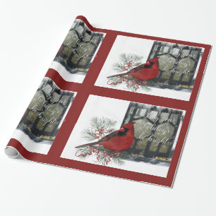 Charming Holiday Kardinaal op feeder Cadeaupapier