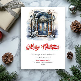 Charming holiday scene Christmas greeting card Feestdagenkaart