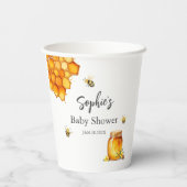Charming Honey Bee Bear Baby Shower Papieren Bekers (Achterkant)