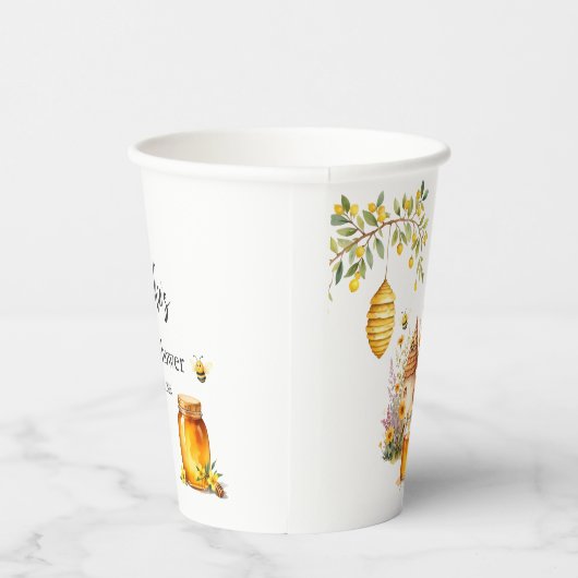 Charming Honey Bee Bear Baby Shower Papieren Bekers (Rechts)
