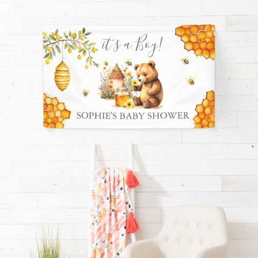 Charming Honey Bee Bear Baby Shower Spandoek (Insitu)