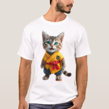 Charming Kitten in Yellow Kimono T-Shirt