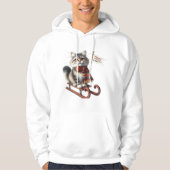 ​Charming Kitten on Sled: "Meowy Snowy Day! Hoodie (Voorkant)