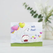 Charming Ladybug met kleurrijke hartballonnen Briefkaart (Staand voorkant)