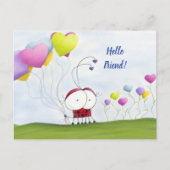 Charming Ladybug met kleurrijke hartballonnen Briefkaart (Voorkant)