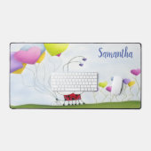 Charming Ladybug met kleurrijke hartballonnen Bureaumat (Keyboard & Muis)