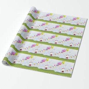 Charming Ladybug met kleurrijke hartballonnen Cadeaupapier