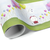 Charming Ladybug met kleurrijke hartballonnen Cadeaupapier (Rol Hoek)