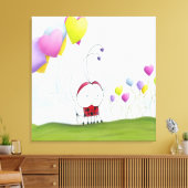 Charming Ladybug met kleurrijke hartballonnen Canvas Afdruk (Insitu (Woonkamer))