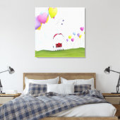 Charming Ladybug met kleurrijke hartballonnen Canvas Afdruk (Insitu (Slaapkamer))
