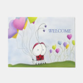 Charming Ladybug met kleurrijke hartballonnen Deurmat (Voorkant)