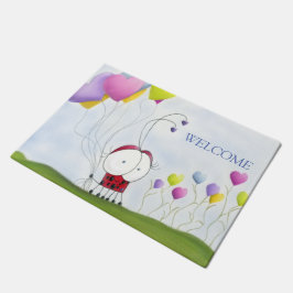Charming Ladybug met kleurrijke hartballonnen Deurmat