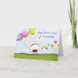 Charming Ladybug met kleurrijke hartballonnen Kaart