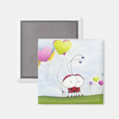 Charming Ladybug met kleurrijke hartballonnen Magneet (Voorkant / Achterkant)