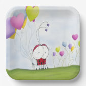 Charming Ladybug met kleurrijke hartballonnen Papieren Bordje (Voorkant)