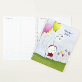 Charming Ladybug met kleurrijke hartballonnen Planner