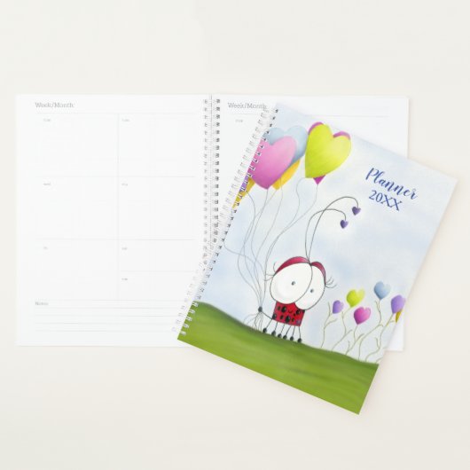 Charming Ladybug met kleurrijke hartballonnen Planner (Display)
