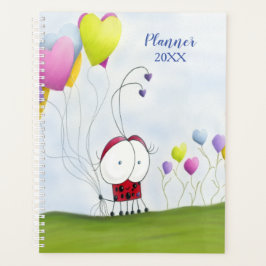 Charming Ladybug met kleurrijke hartballonnen Planner