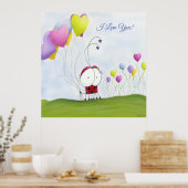 Charming Ladybug met kleurrijke hartballonnen Poster (Keuken)