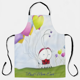 Charming Ladybug met kleurrijke hartballonnen Schort