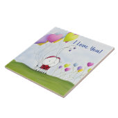 Charming Ladybug met kleurrijke hartballonnen Tegeltje (Zijkant)