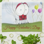 Charming Ladybug met kleurrijke hartballonnen Theedoek (Gevouwen)