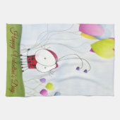 Charming Ladybug met kleurrijke hartballonnen Theedoek (Horizontaal)