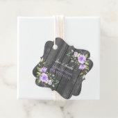 Charming Lavender Flowers Grey Wood Weddenschap Bedankjes Labels (In situ)