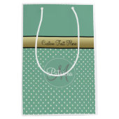 Charming & legance: Mint Green Monogram Polka Dot Medium Cadeauzakje (Voorkant)