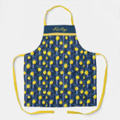 Charming Lemons Blue Stripe Mediterranean Pattern Schort (Voorkant)