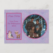 Charming Lilac Family Photo Holiday Postcard Feestdagenkaart (Voorkant)