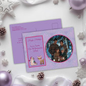 Charming Lilac Family Photo Holiday Postcard Feestdagenkaart