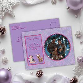 Charming Lilac Family Photo Holiday Postcard Feestdagenkaart