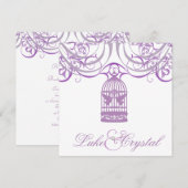 Charming Liliac Birdcage Wedding Invitation Kaart (Voorkant / Achterkant)