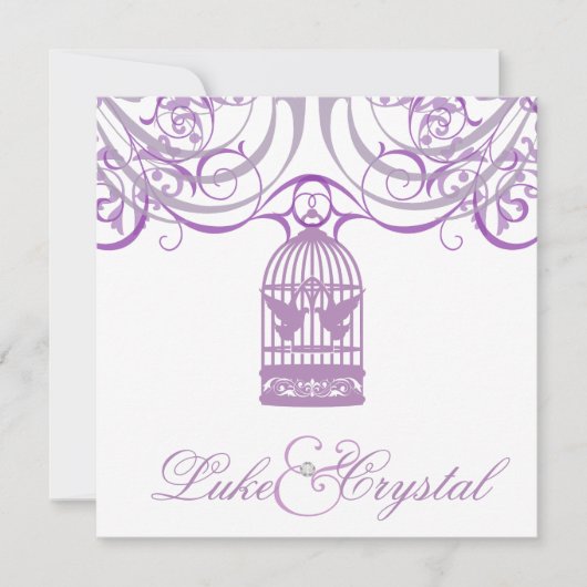 Charming Liliac Birdcage Wedding Invitation Kaart (Voorkant)