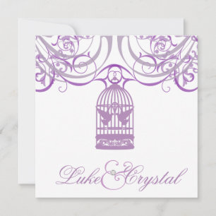 Charming Liliac Birdcage Wedding Invitation Kaart