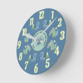 Charming Magical Blue Personalized Dinosaur  Ronde Klok (Hoek)