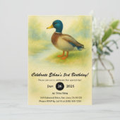 Charming Mallard Watercolor Illustration Birthday Kaart (Staand voorkant)