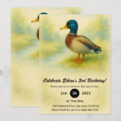 Charming Mallard Watercolor Illustration Birthday Kaart (Voorkant / Achterkant)