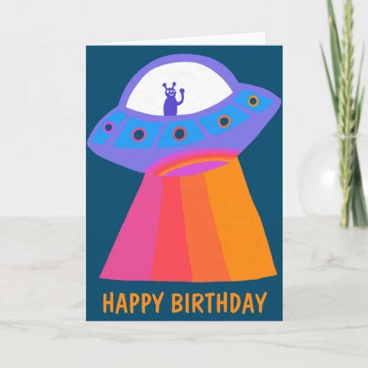 Charming Martian HAPPY BIRTHDAY UFO Kaart (Voorkant)