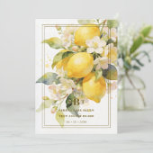 Charming Mediterranean Botanical Floral Lemons Kaart (Staand voorkant)