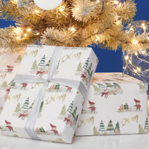 Charming Merry kerstbomen Elves Gifts Cadeaupapier