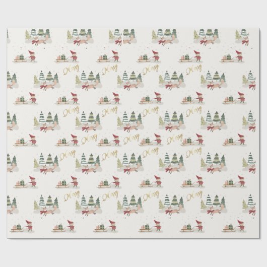 Charming Merry kerstbomen Elves Gifts Cadeaupapier (Vlak)